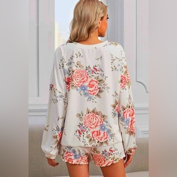 Pajama Lot Womens L Sleep Shirt Shorts Bottoms Fleece Ultra Soft Floral Set Lux - Picture 3 of 13